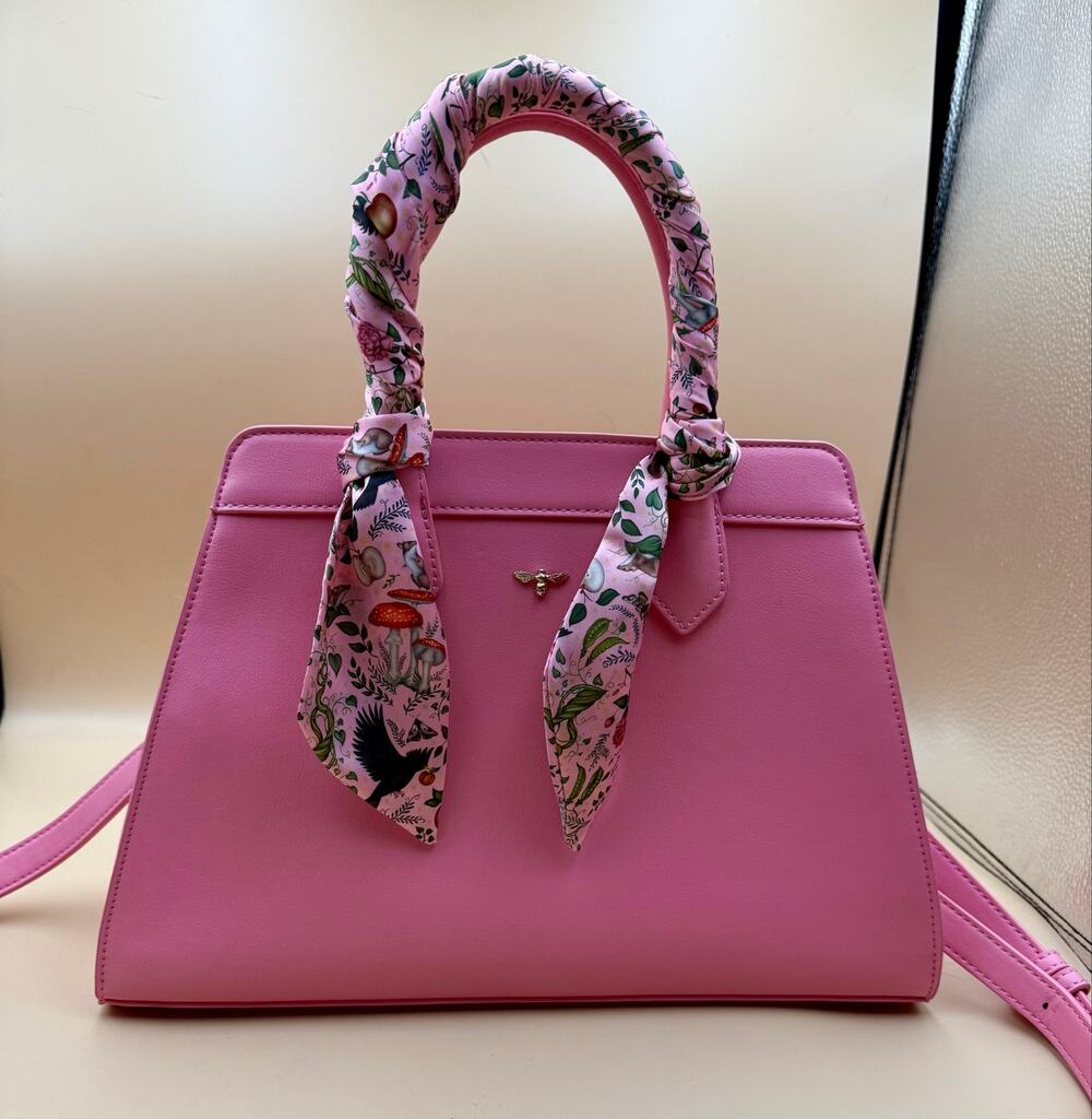 Fable England Pink Structured Tote Bag Woodland Scarf Bee Crossbody NWOT